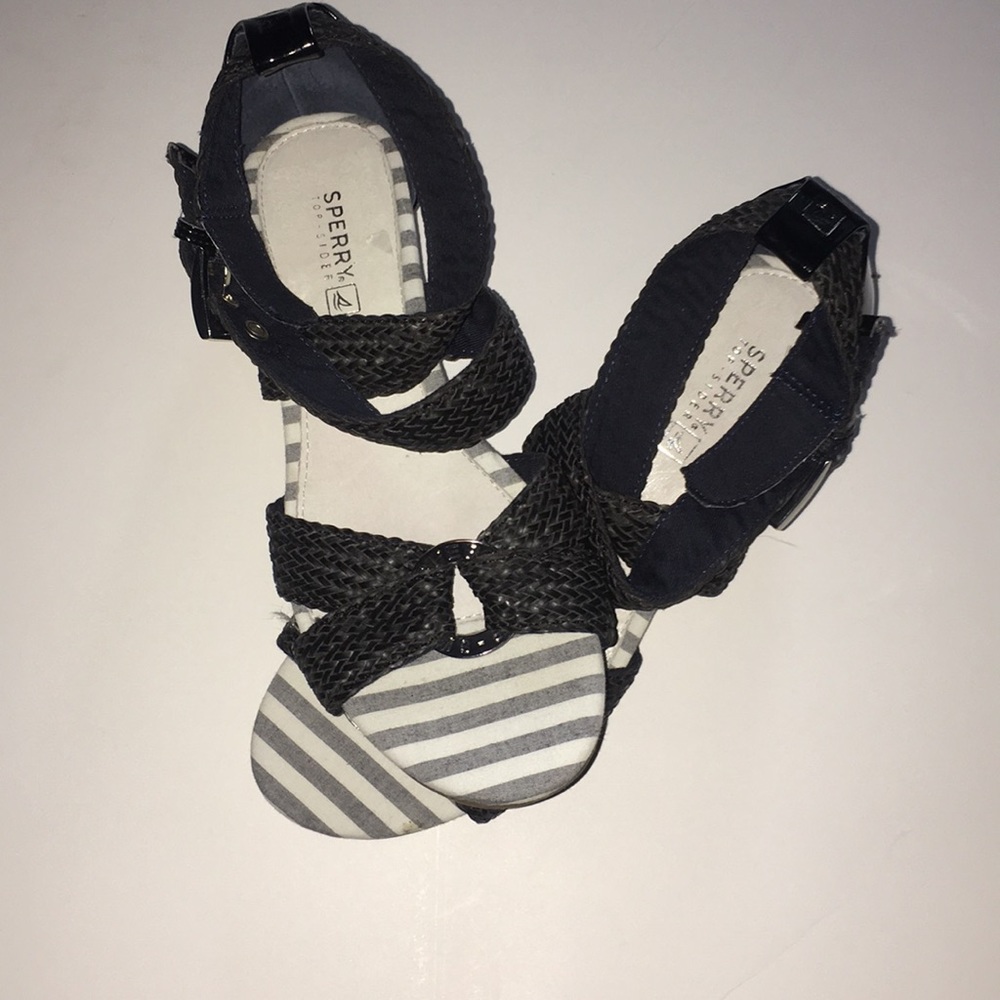 Sperry topsider small wedges! Black, size 7.5